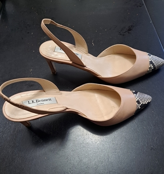 L.K. Bennett London Keira Snakeskin Cap Toe Heels  Size 7 (37.5) - Picture 4 of 12
